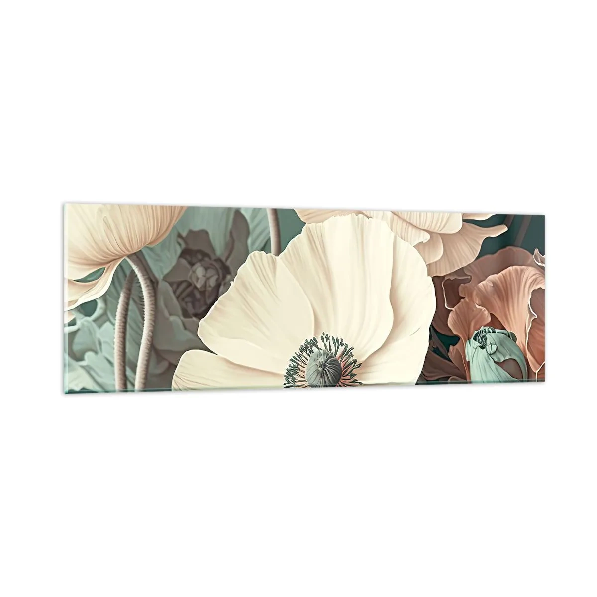 Tablou pe sticlă - Șoapta macilor - 90x30 cm