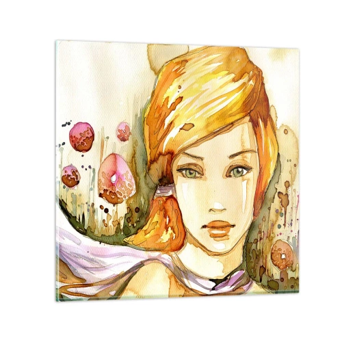 Tablou pe sticlă - Privirea de smarald care reduce la tăcere furia - 70x70 cm