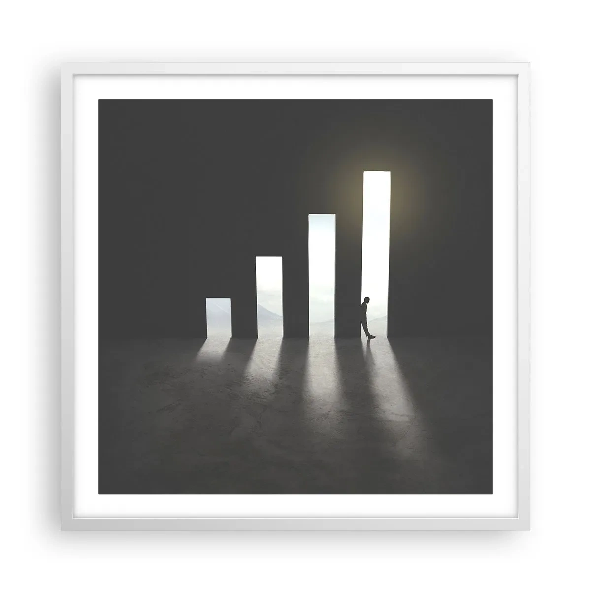 Poster în ramă albă - Succesul - o impresie - 60x60 cm