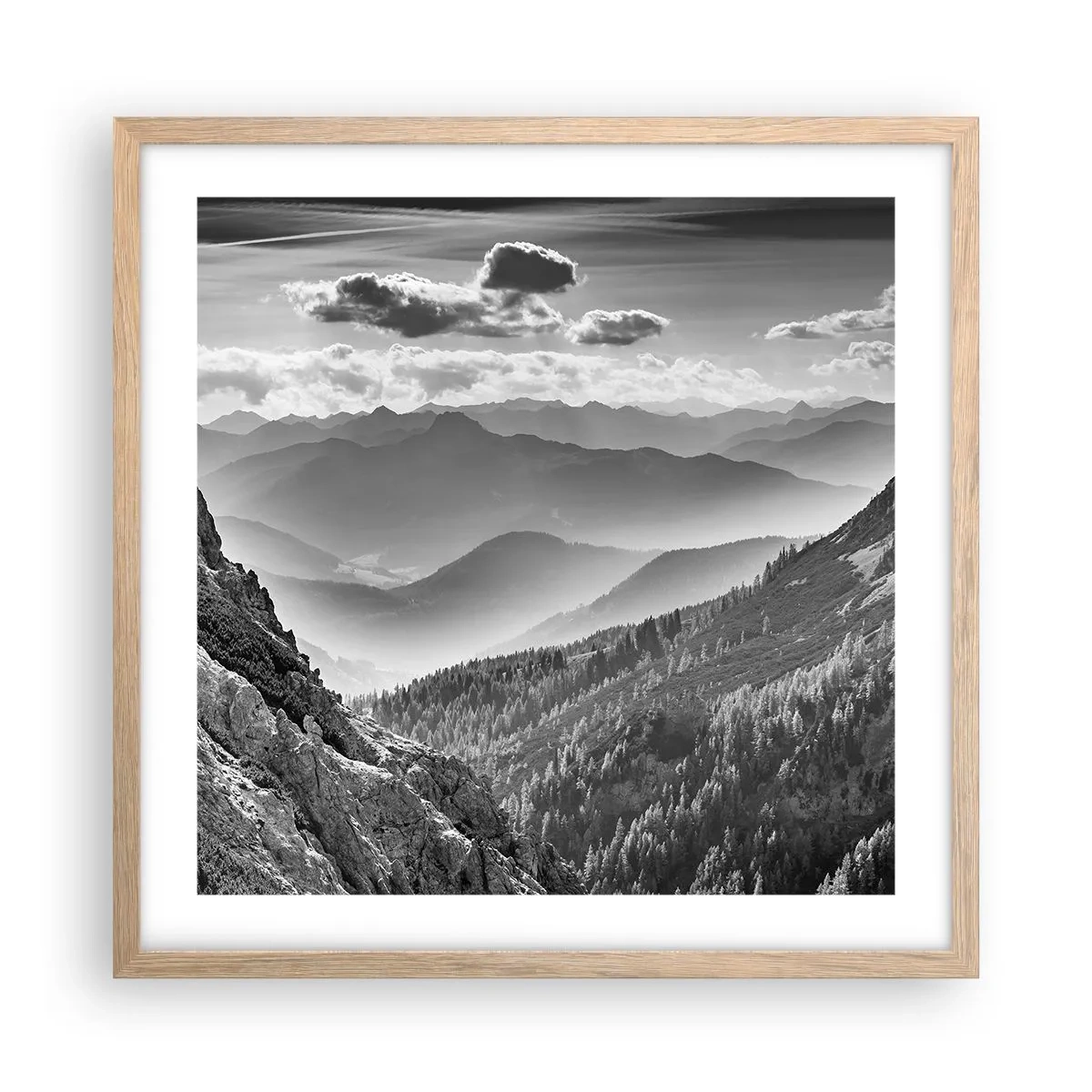 Poster în ramă de stejar deschis - Dincolo de orizont - 50x50 cm