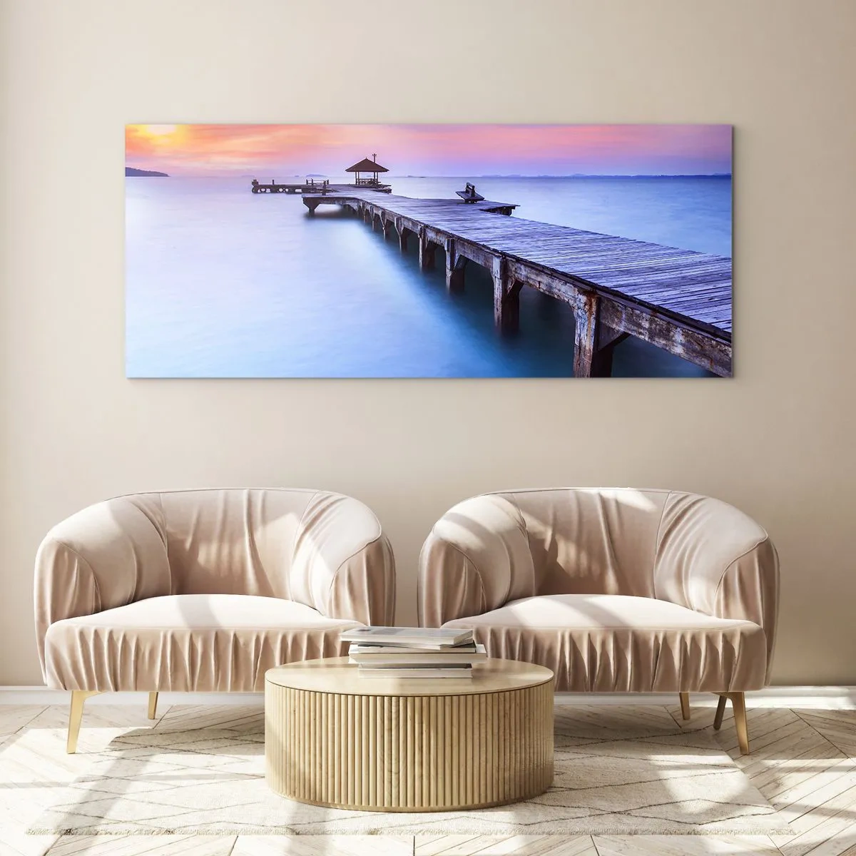 Tablou pe sticlă - Mare de liniște până la orizont - 90x30 cm