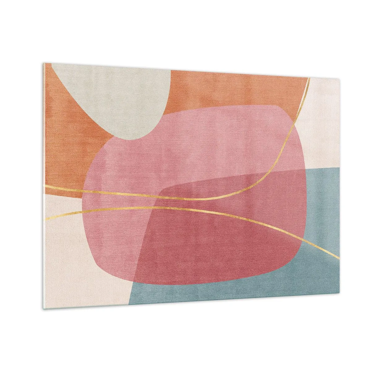 Tablou pe sticlă - Compoziție pastel cu fir de aur - 100x70 cm