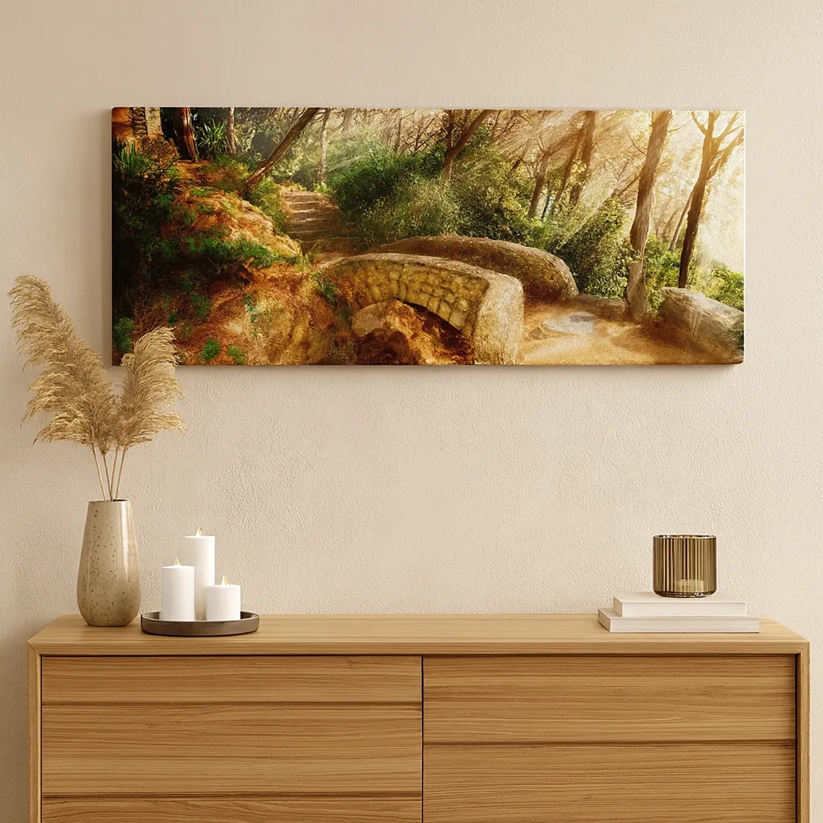 Tablou pe pânză - Direct de pe pod în pădurea de basm - 30x30 cm