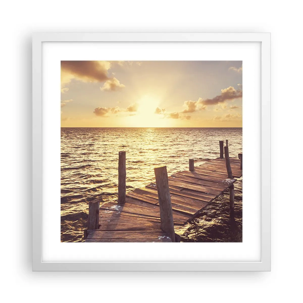 Poster în ramă albă - Tărâmul de aur al blândeții - 40x40 cm