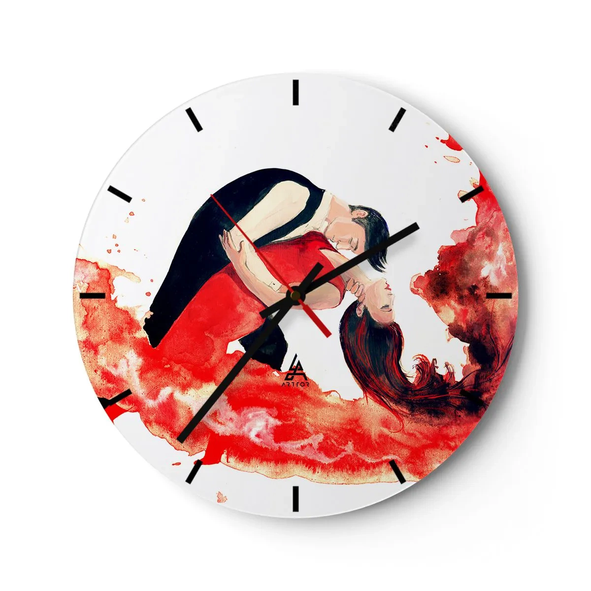 Ceas de perete - Ceas pe sticlă - Tango - un val senzual - 40x40 cm