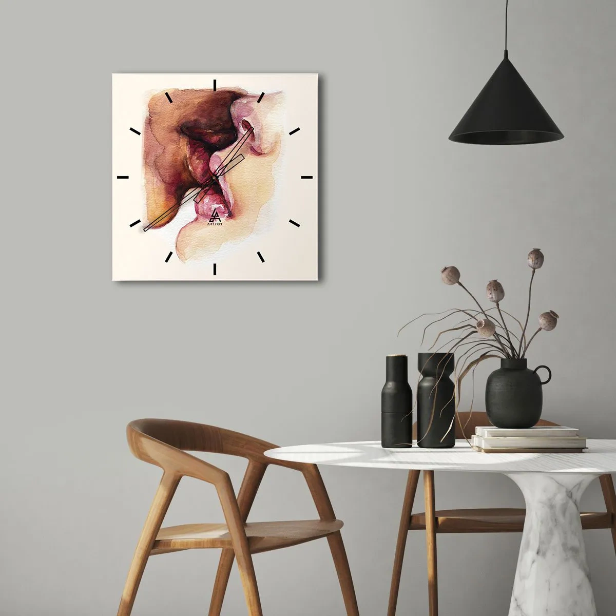 Ceas de perete - Ceas pe sticlă - Ca ziua și noaptea, ca cerul și pământul - 30x30 cm