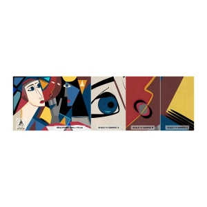 Mostră tapet Premium Sand - Discuția cubiștilor - oameni, Cubism, Portret - 100x30 cm