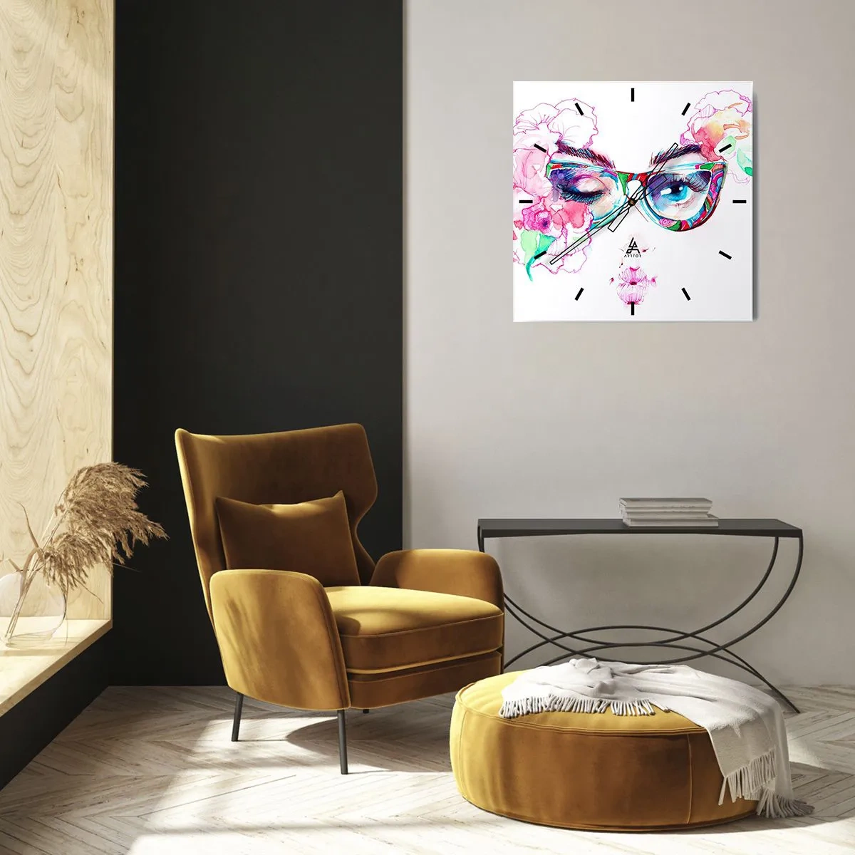 Ceas de perete - Ceas pe sticlă - O promisiune ispititoare - 30x30 cm