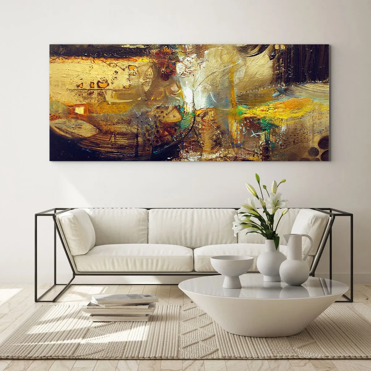 Tablou pe sticlă - Rece, călduț, fierbinte - 140x50 cm