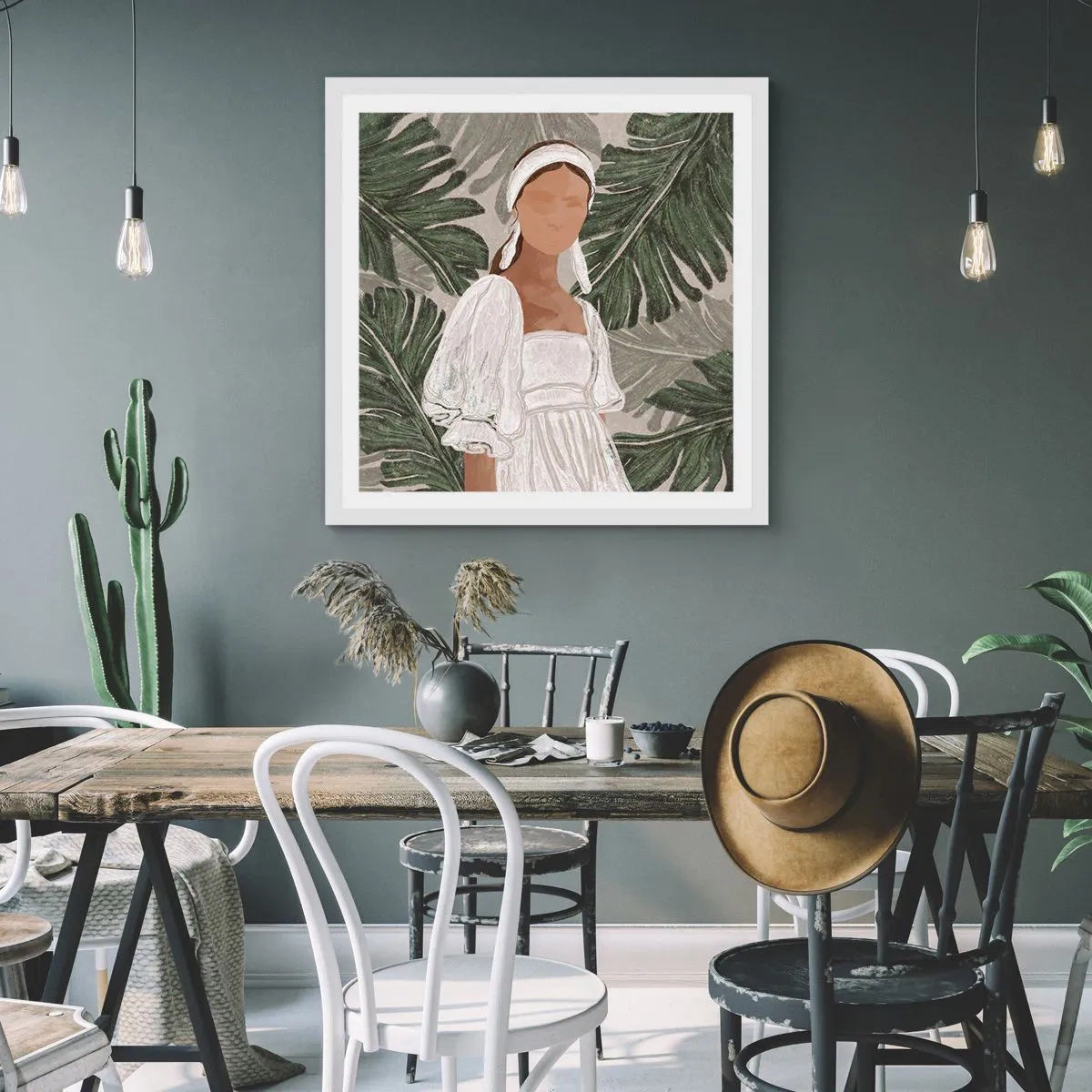 Poster în ramă albă - Portret exotic - 40x40 cm