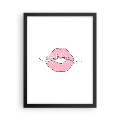 Poster în ramă neagră - Vrei un sărut? - 30x40 cm