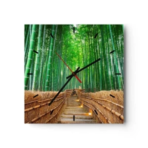 Ceas de perete - Ceas pe sticlă - Esența naturii asiatice - 30x30 cm