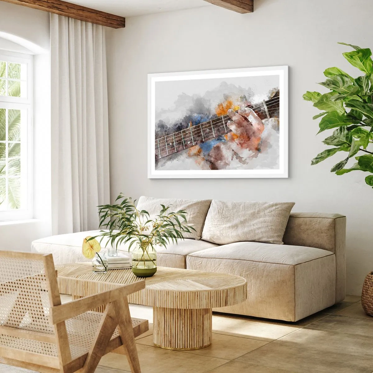 Poster în ramă albă - Poezie între corzi - 70x50 cm