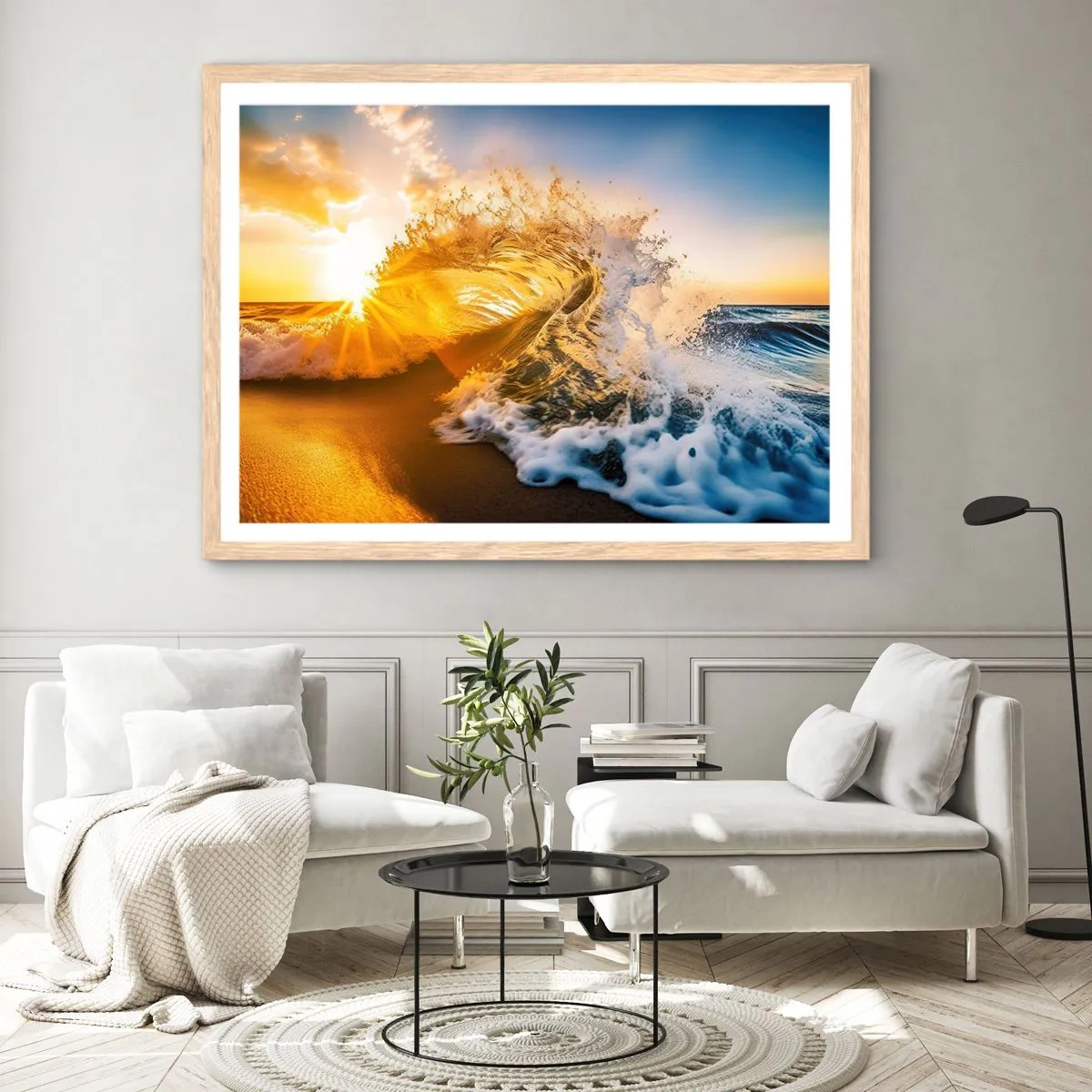 Poster în ramă de stejar deschis - Joc în nisip - 40x30 cm