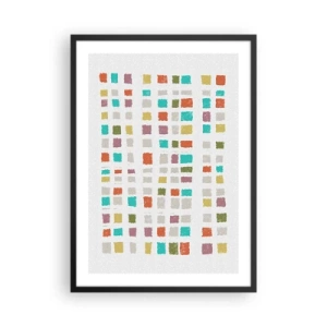 Poster în ramă neagră - Pătrate geometrice colorate pe un fundal deschis - 50x70cm - Joc necunoscut - Decorațiune modernă pentru perete pentru living și dormitor ARTTOR