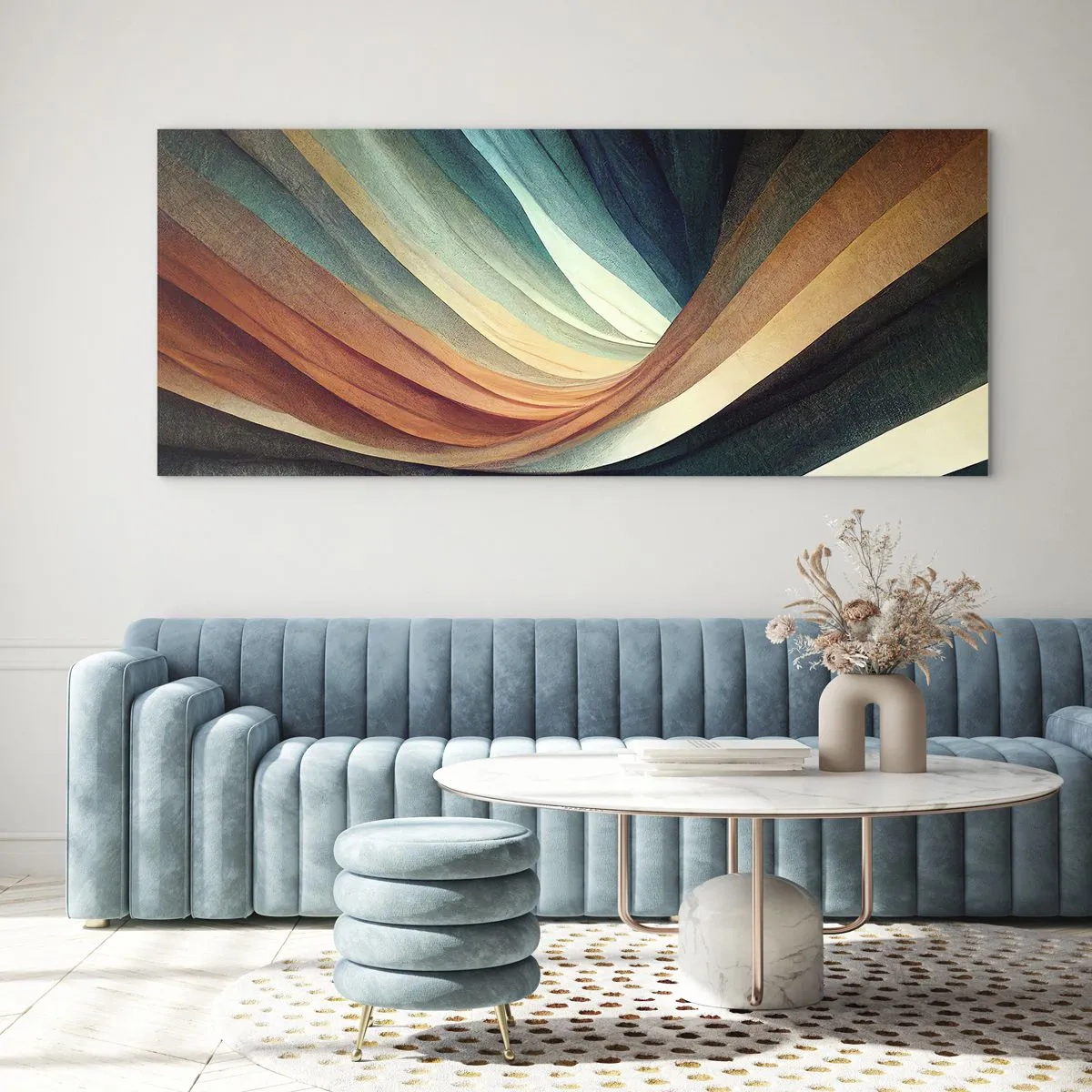 Tablou pe sticlă - Țesute din culori - 100x40 cm