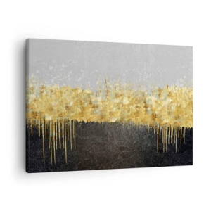 Tablou pe pânză Canvas - Compoziție abstractă în nuanțe de auriu și negru - 70x50cm - Înăuntru și în sus - Decorațiune modernă pentru perete pentru living și dormitor ARTTOR