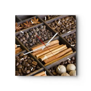 Ceas de perete - Ceas pe sticlă - Tezaur de arome - 40x40 cm