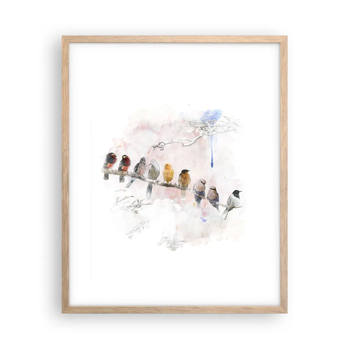 Poster în ramă de stejar deschis - Întâlnire înaripată - 40x50 cm