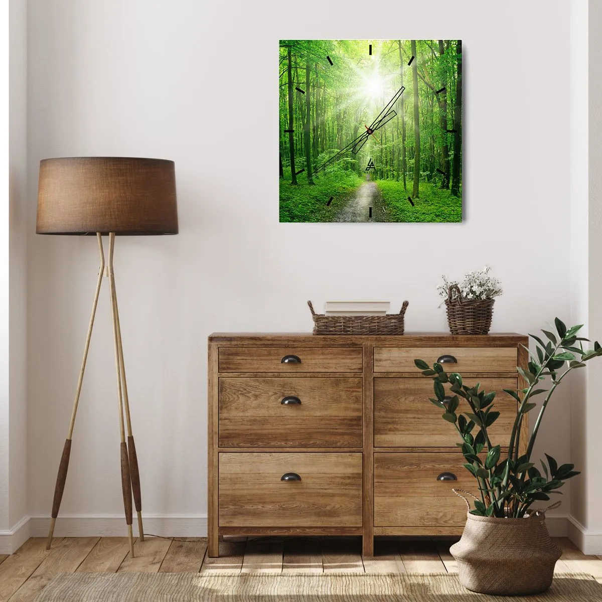 Ceas de perete - Ceas pe sticlă - Catedrala verde - 30x30 cm