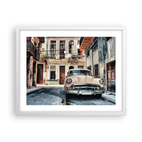 Poster în ramă albă - O siestă în Havana - 50x40 cm
