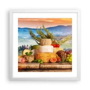 Poster în ramă albă - Bucurie de viață în stil italian - 40x40 cm