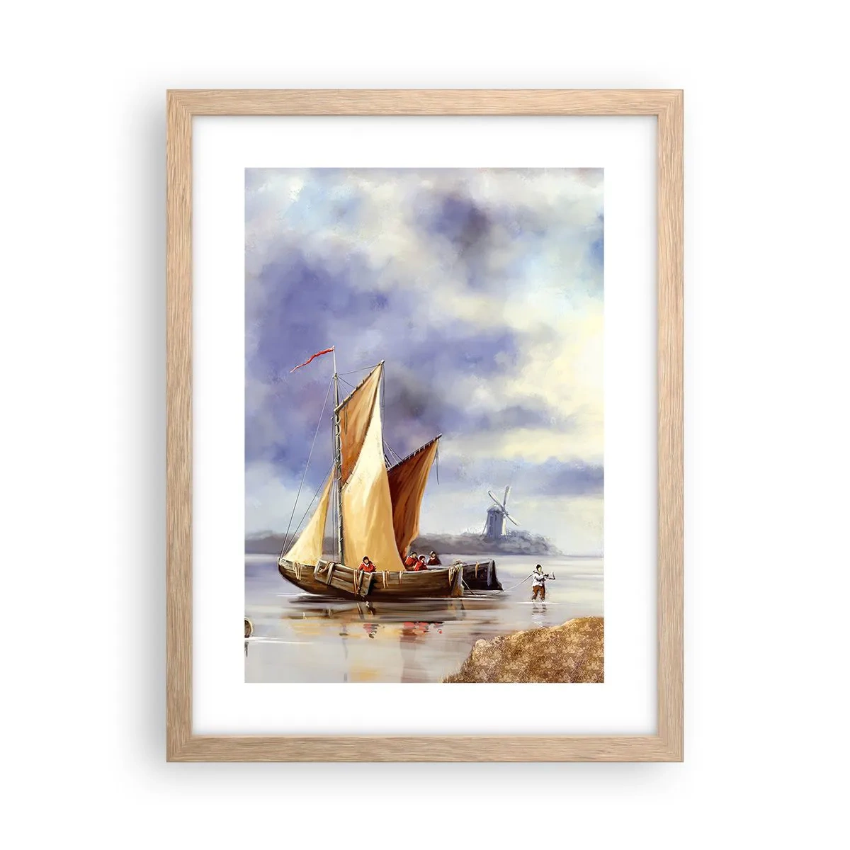 Poster în ramă de stejar deschis - Întoarcerea marinarilor - 30x40 cm