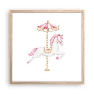 Poster în ramă de stejar deschis - A pornit la cursă - 50x50 cm