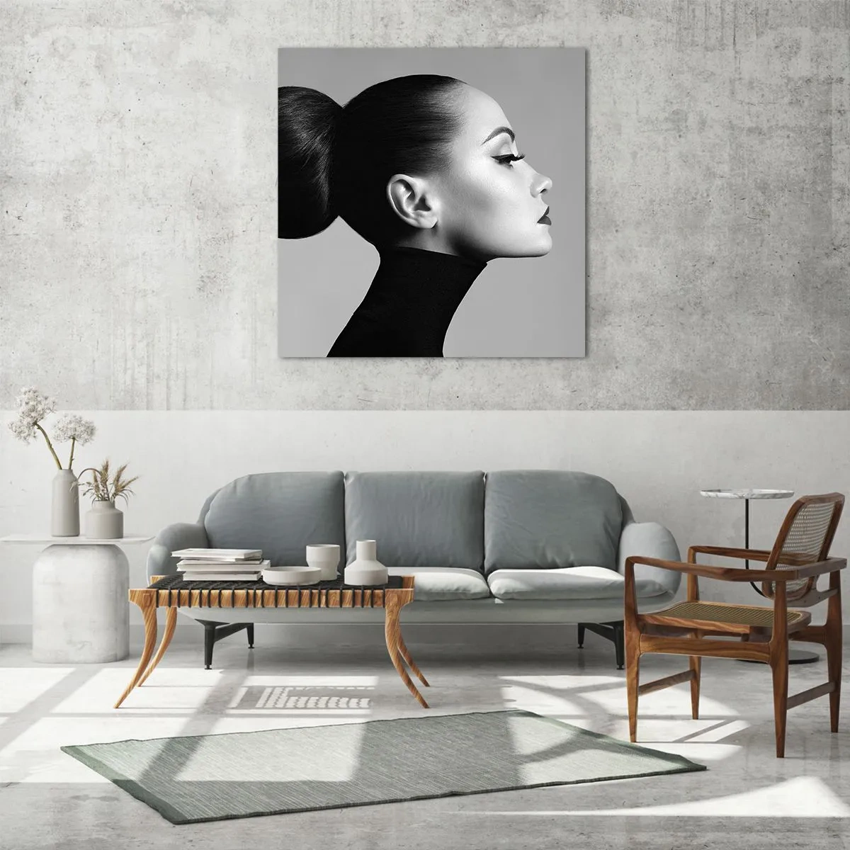 Tablou pe sticlă - Nefertiti contemporană - 70x70 cm