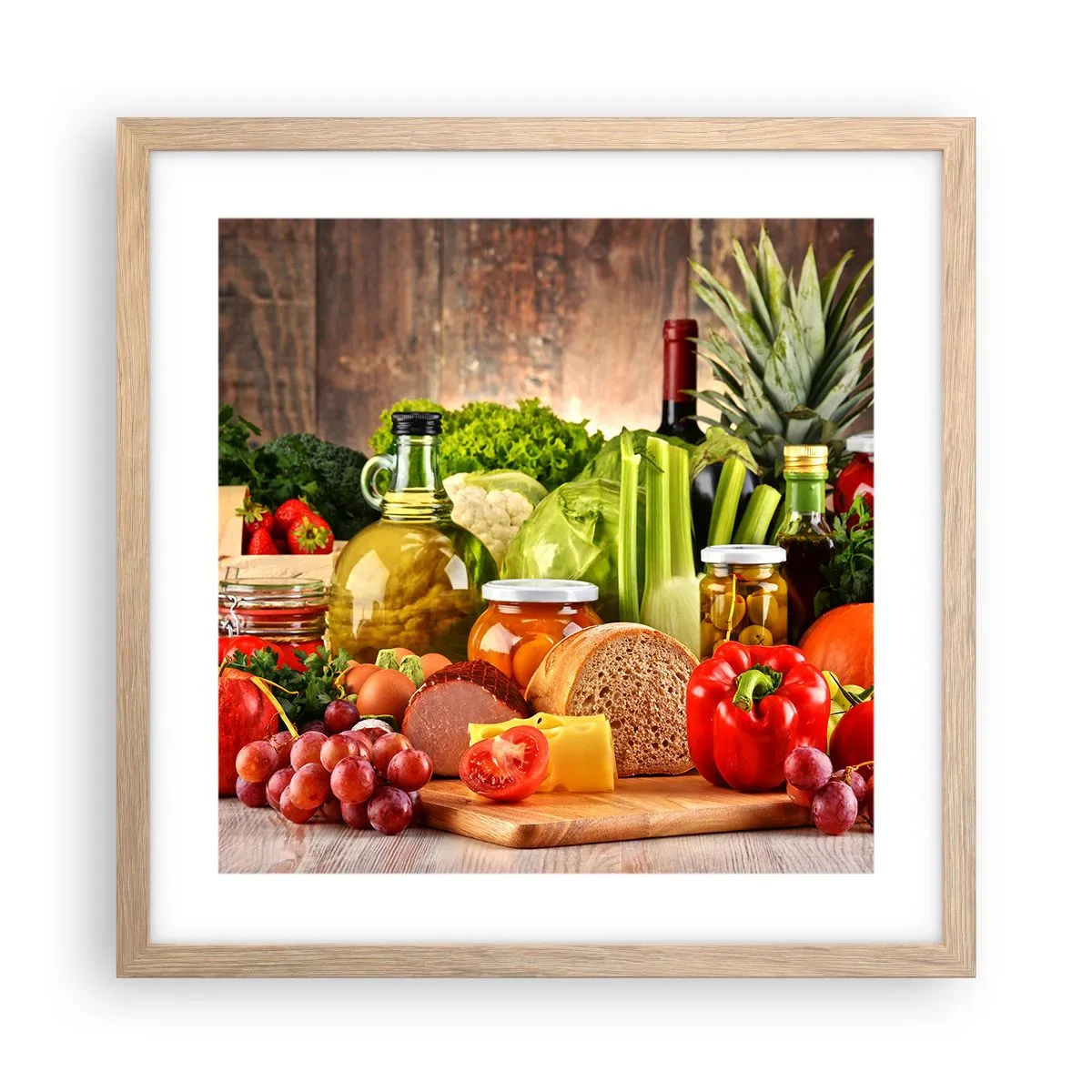 Poster în ramă de stejar deschis - Afumate, prăjite, marinate - 40x40 cm