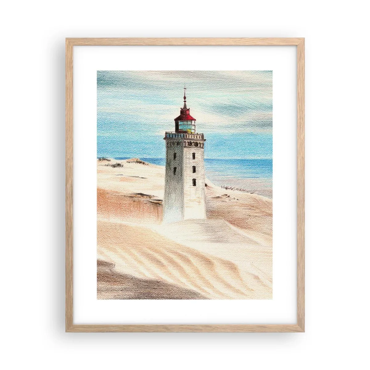 Poster în ramă de stejar deschis - Privind mereu marea - 40x50 cm