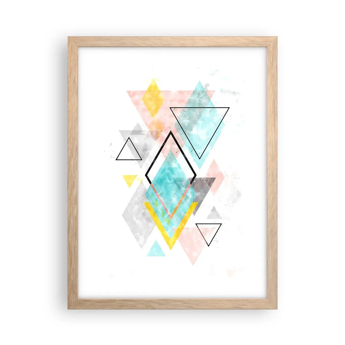 Poster în ramă de stejar deschis - Joc geometric - 30x40 cm