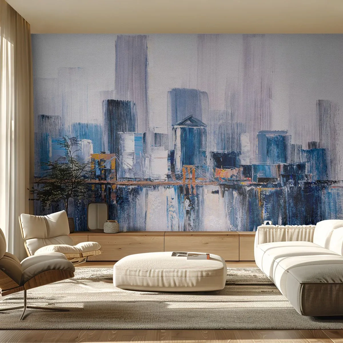 Tapet Premium Sand - Impresie de New York - Clădiri, Bucată, Pictura - 100x70 cm
