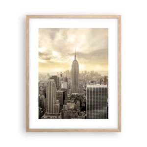 Poster în ramă de stejar deschis - New York țesut din gri - 40x50 cm