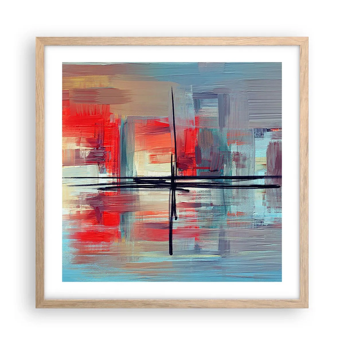 Poster în ramă de stejar deschis - Peisaj dintr-o dimensiune necunoscută - 50x50 cm