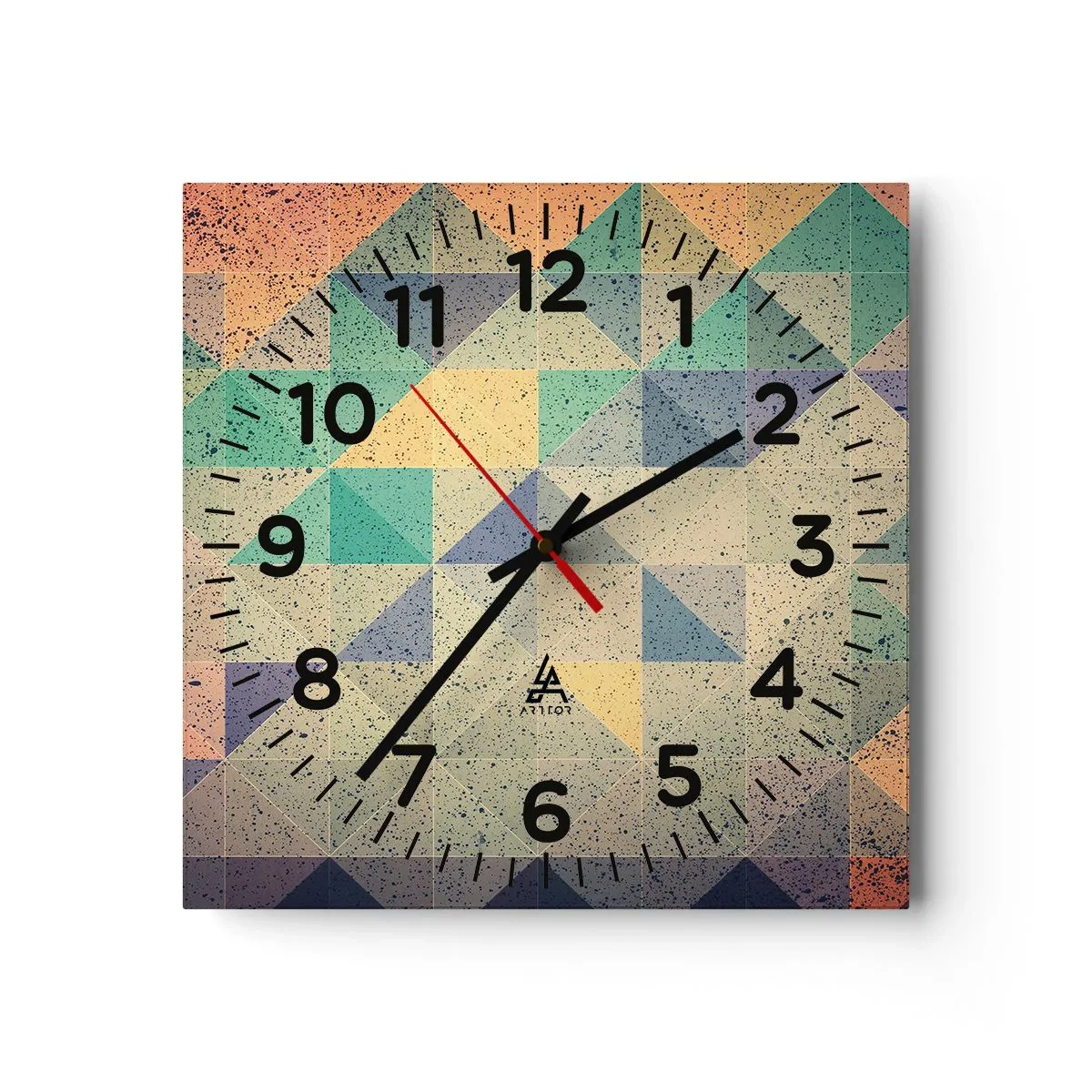 Ceas de perete - Ceas pe sticlă - Republica triunghiurilor - 40x40 cm