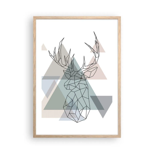 Poster în ramă de stejar deschis - Într-o pădure geometrică - 50x70 cm