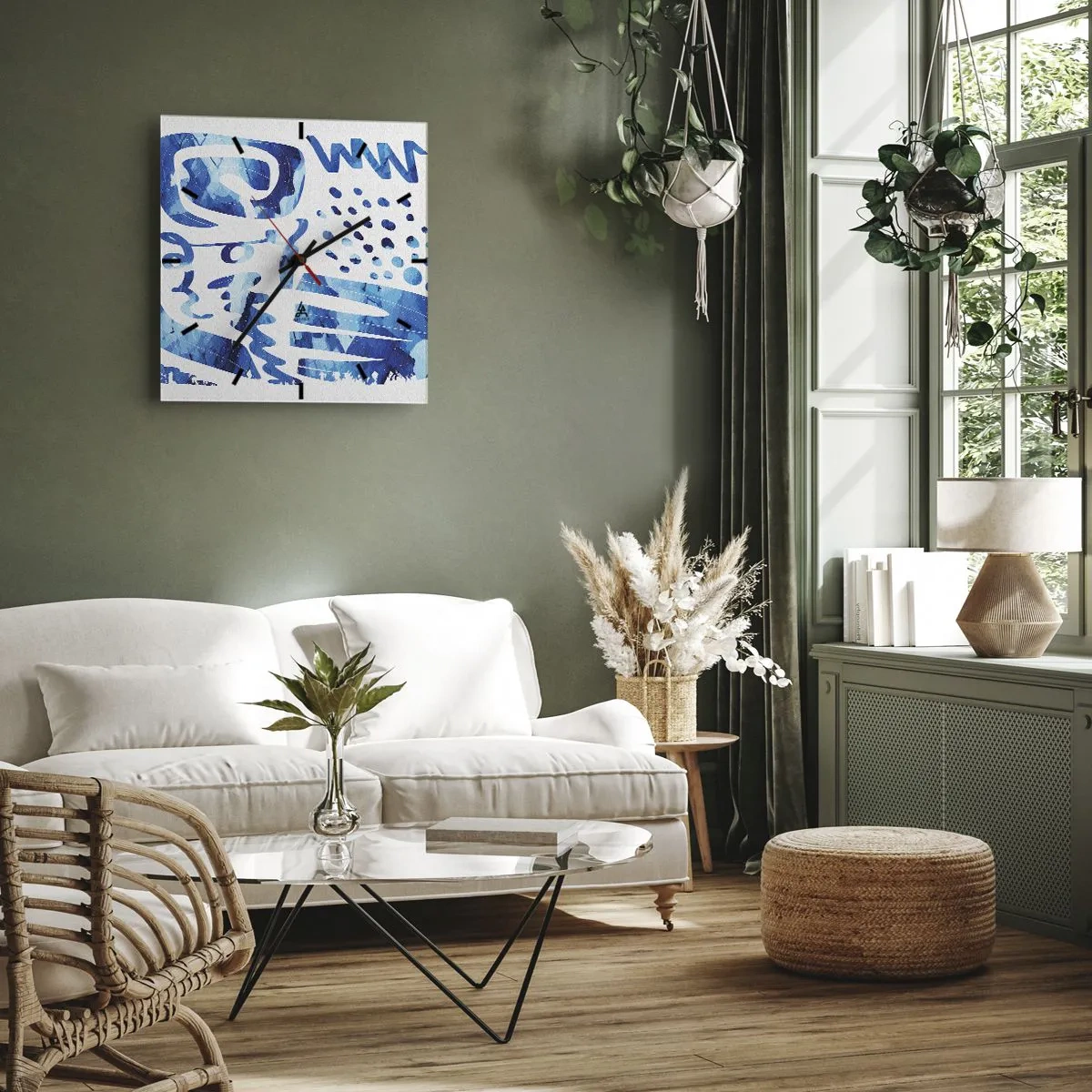 Ceas de perete - Ceas pe sticlă - Înapoi la rădăcini - 40x40 cm