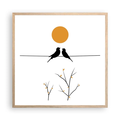 Poster în ramă de stejar deschis - Seară cu privighetori - 60x60 cm