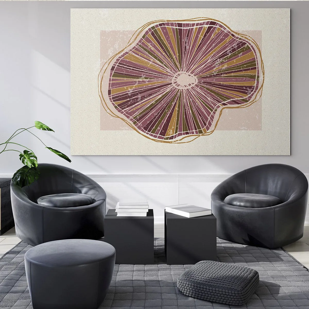 Tablou pe sticlă - Abstracția radială - 100x70 cm