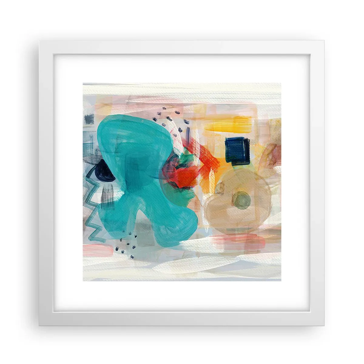 Poster în ramă albă - Joc plin de culoare - 30x30 cm