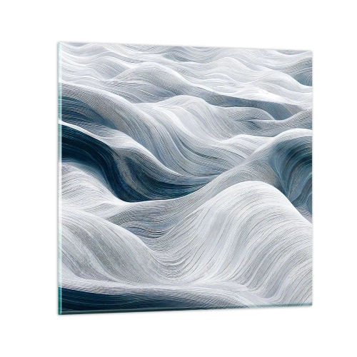 Tablou pe sticlă - Valuri albastre și albe - 60x60 cm