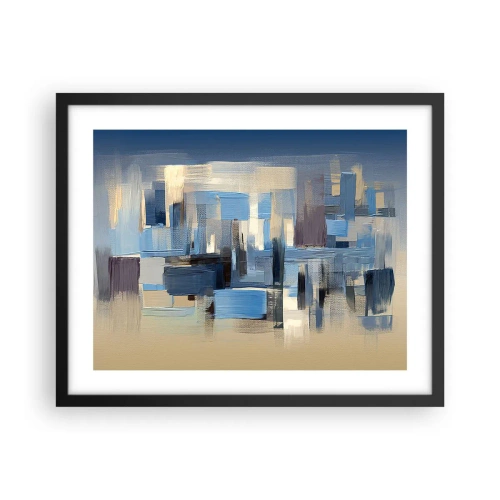 Poster în ramă neagră - Construcție albastră - 50x40 cm