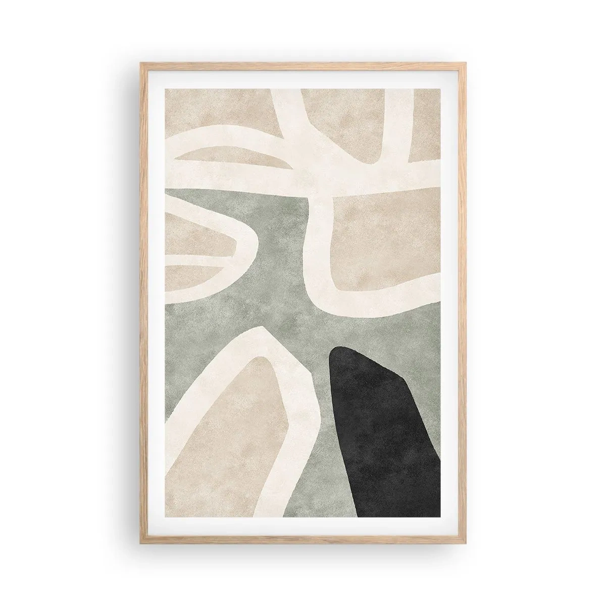 Poster în ramă de stejar deschis - Compoziție cu motiv negru - 61x91 cm