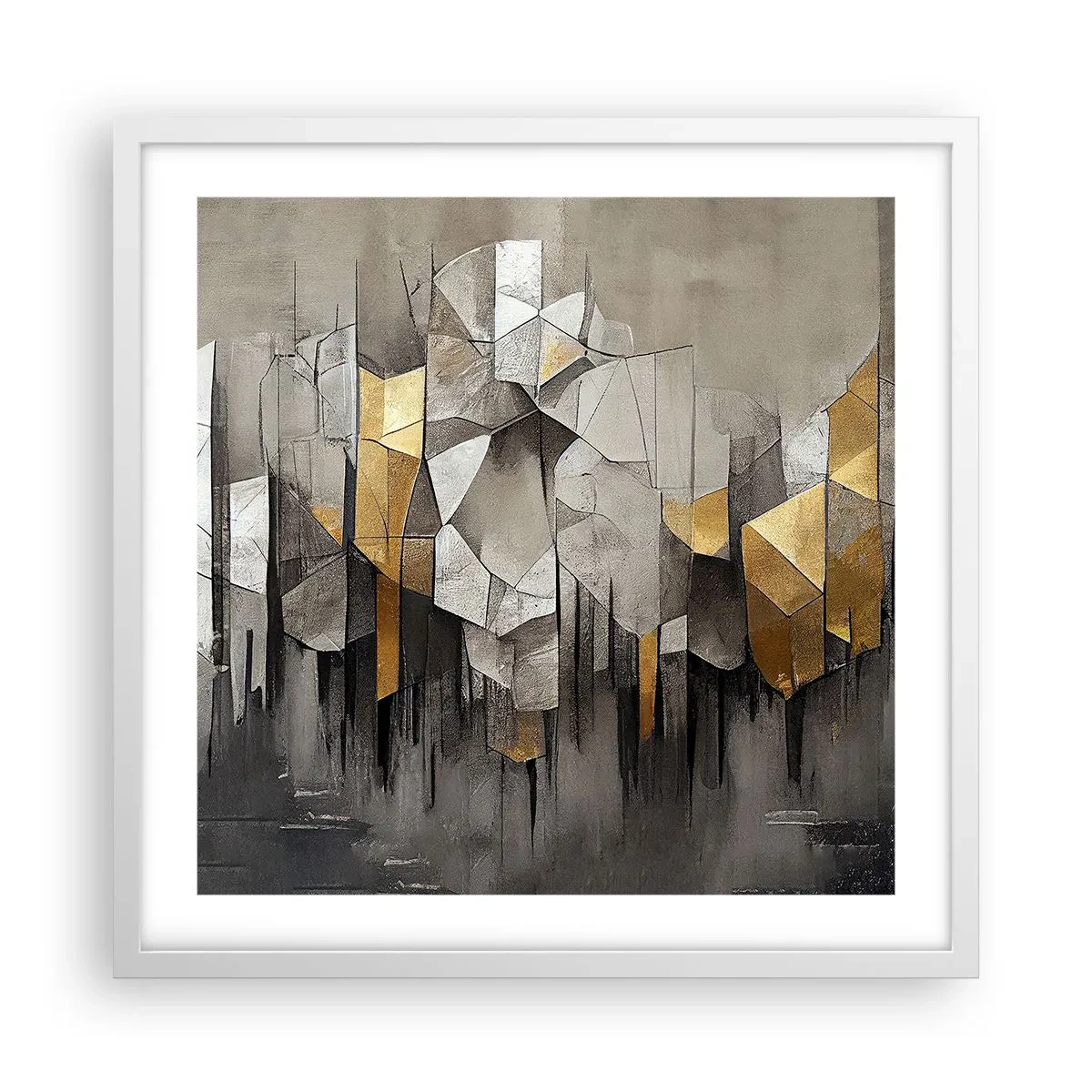 Poster în ramă albă - Compoziție de gheață și lumină - 50x50 cm