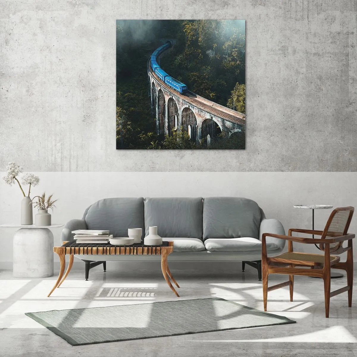 Tablou pe sticlă - Cu trenul spre natură - 40x40 cm