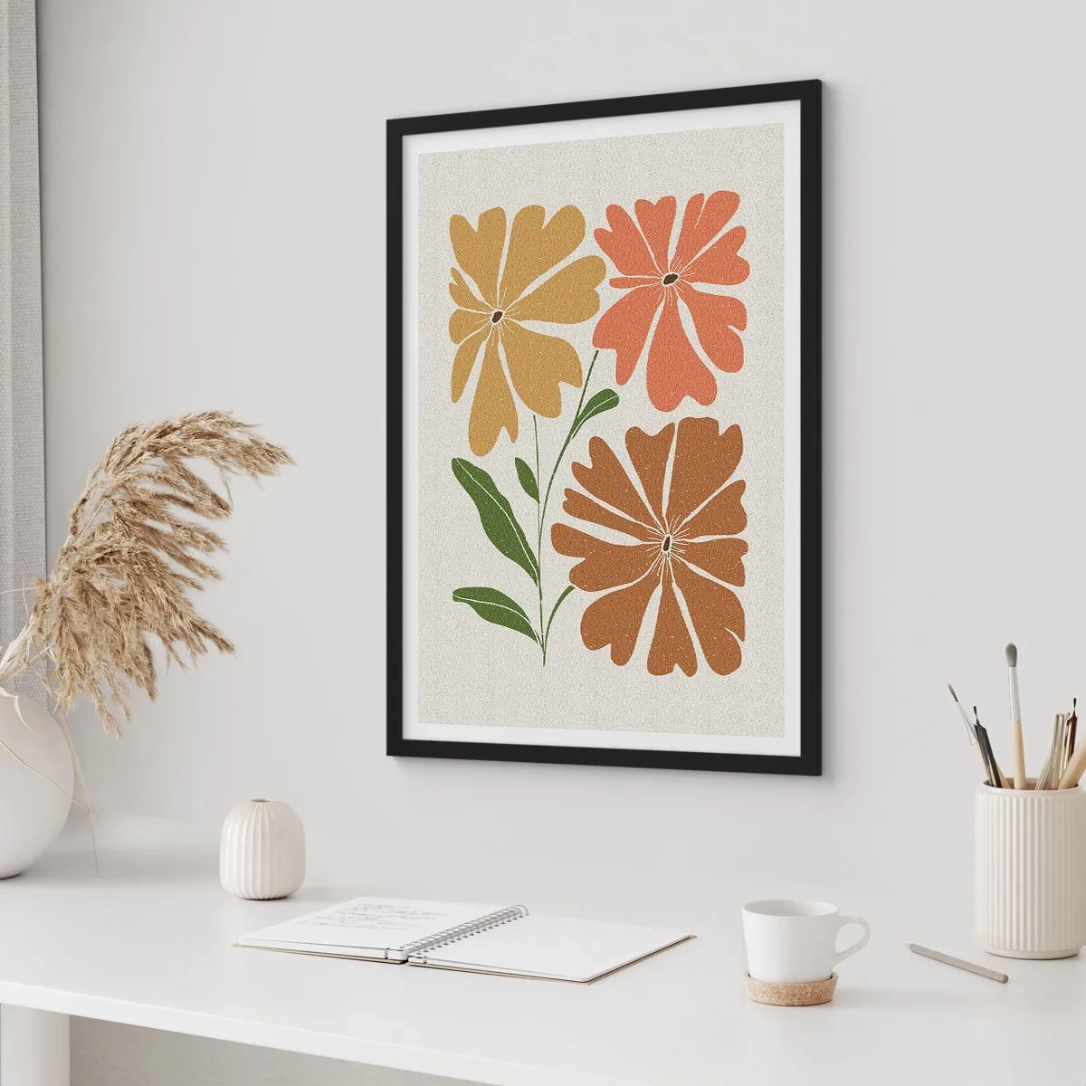 Poster în ramă neagră - Natură și geometrie - 70x100 cm
