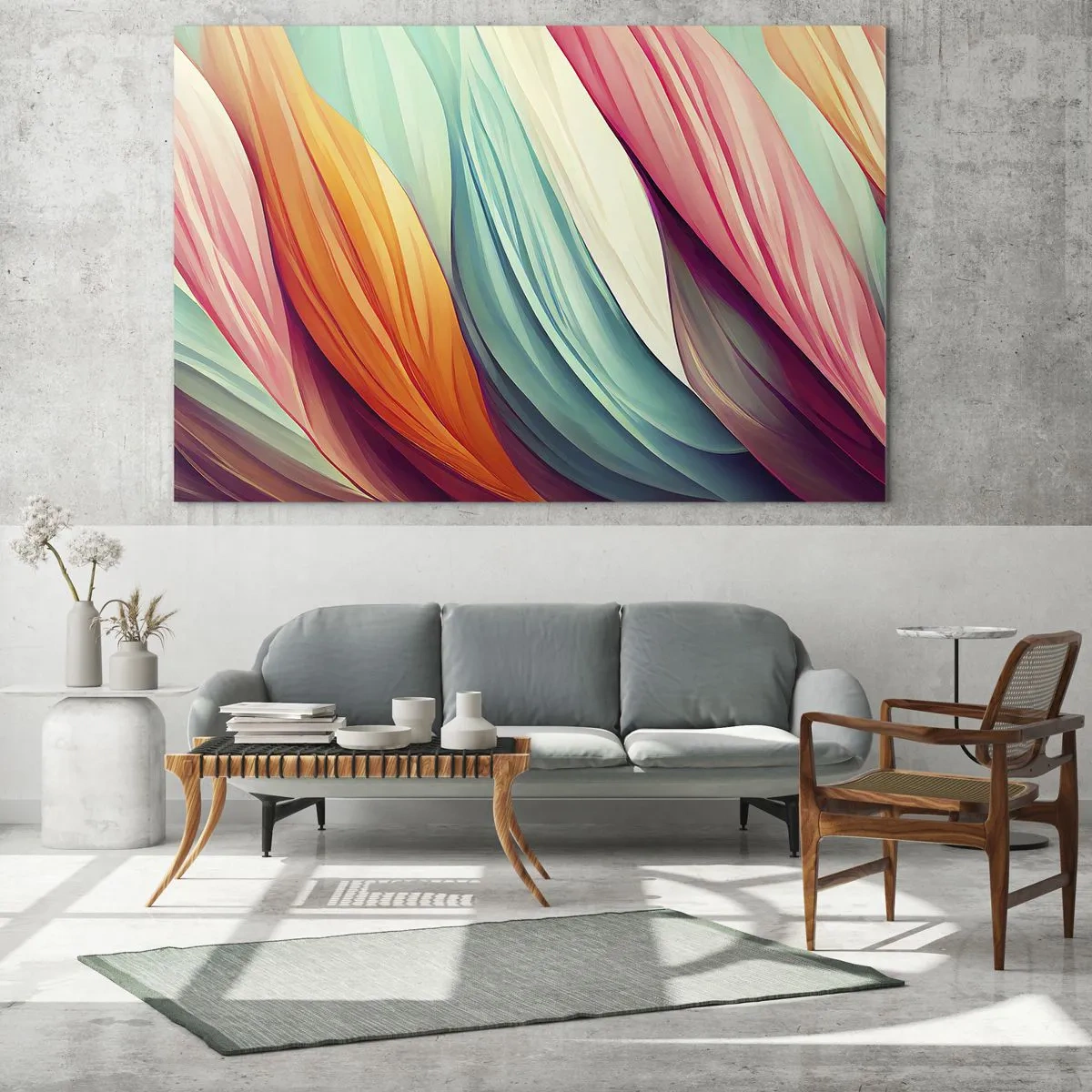 Tablou pe sticlă - Țesătură de curcubeu - 120x80 cm