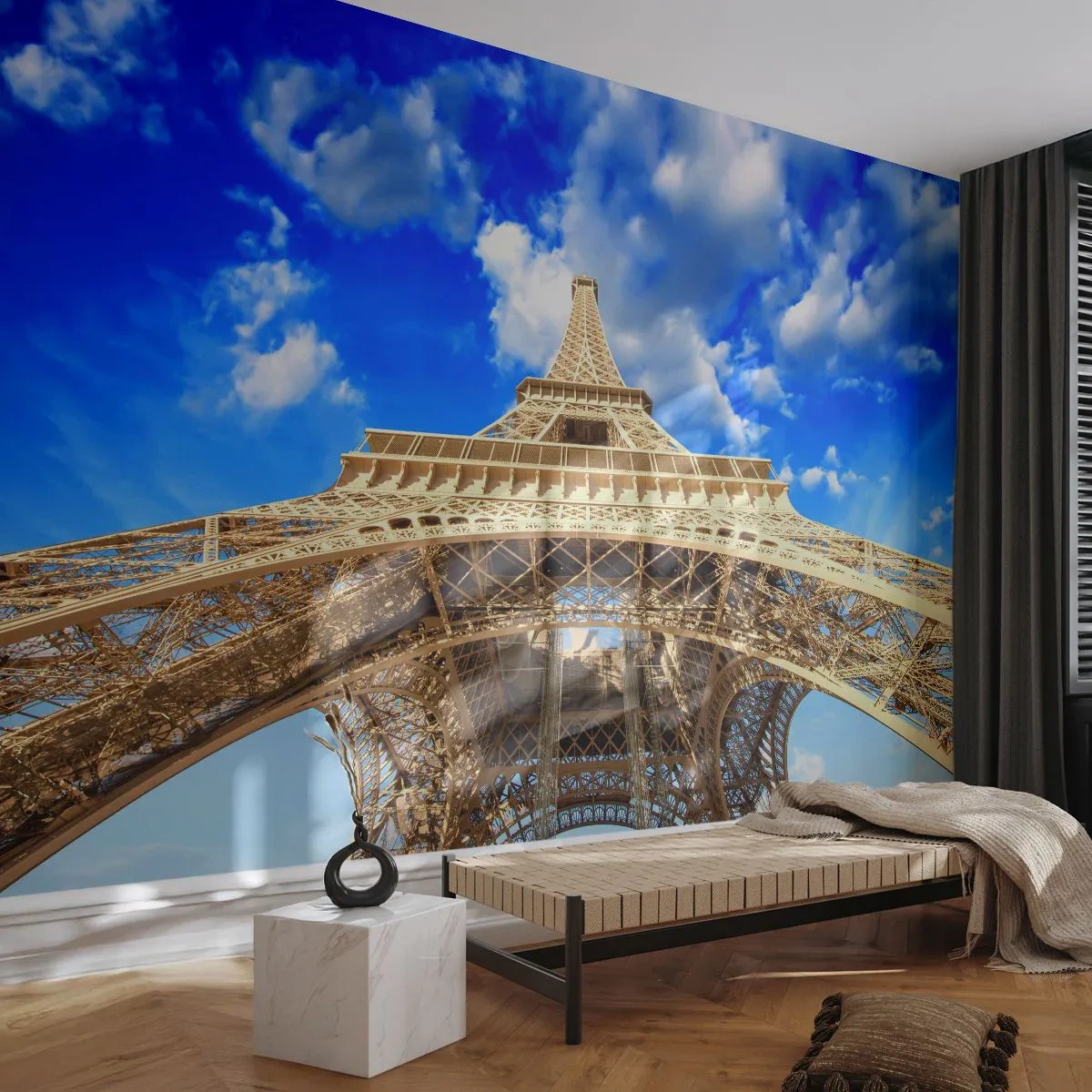 Tapet Premium Canvas - Atingând cerul și norii - Oraș, Paris, turnul Eiffel - 250x175 cm