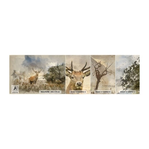 Mostră tapet autocolant Deluxe Sticker - Demnitate - putere - măreție - Animale, Cerb, Peisaj - 100x30 cm